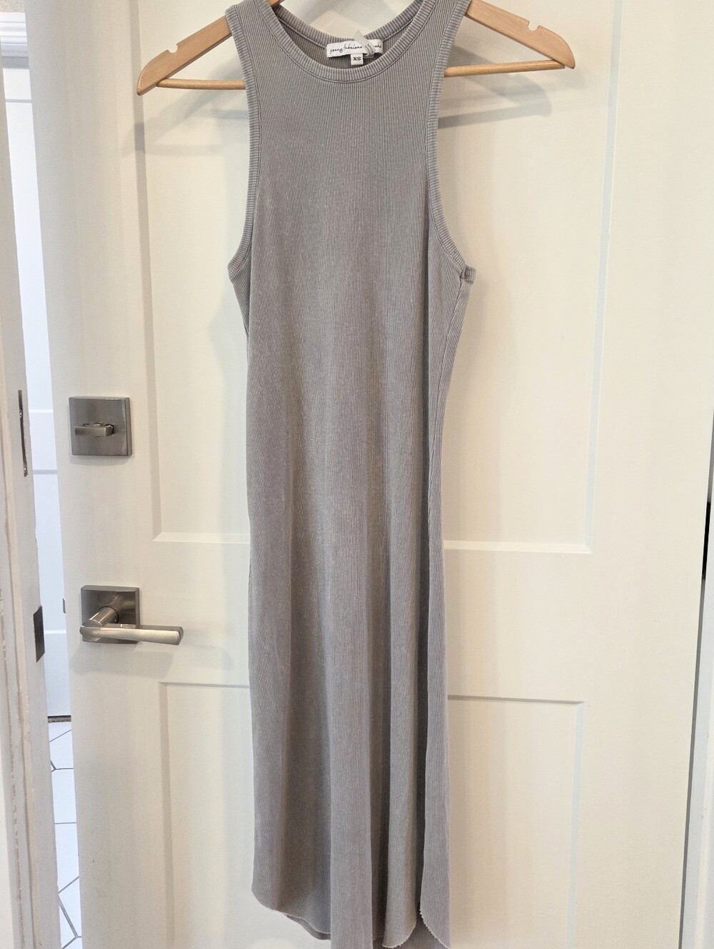 Young Fabulous & Broke Ribbed Racerback Maxi Dress Gray XS Minimalist Bodycon